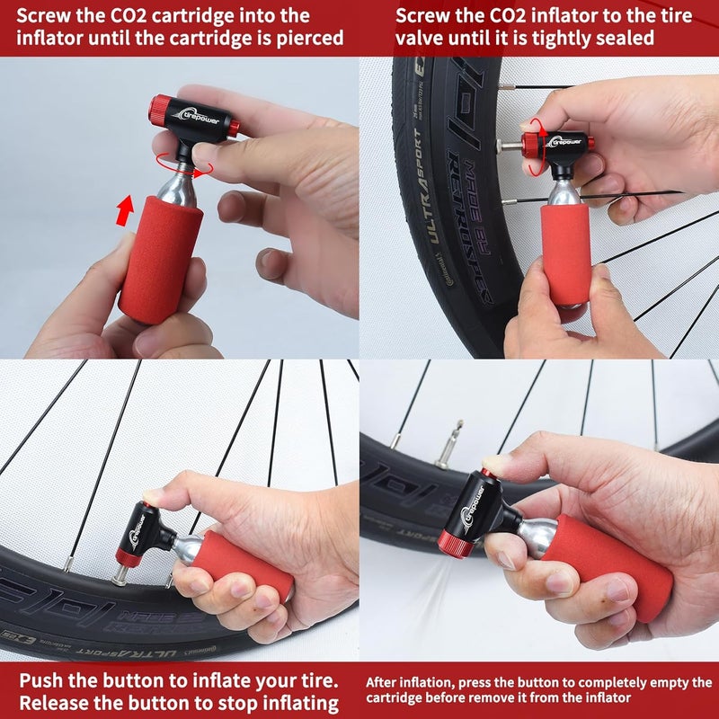 Ctrepower CO2 Bike Tire Inflator with Screw-on Nozzle - CO2 Bike Pump with Push-Button - Schrader & Presta Compatible - Aluminum Alloy Construction, No CO2 Cartridge is Included - Image 4